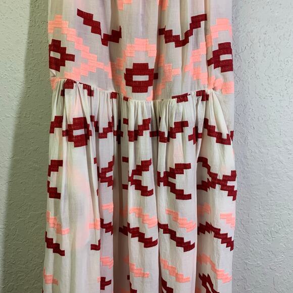 GREEK ARCHAIC KORI Dress Small‎ NWOT Midi Geometric Strap Embroidered Drop Waist - Picture 7 of 15